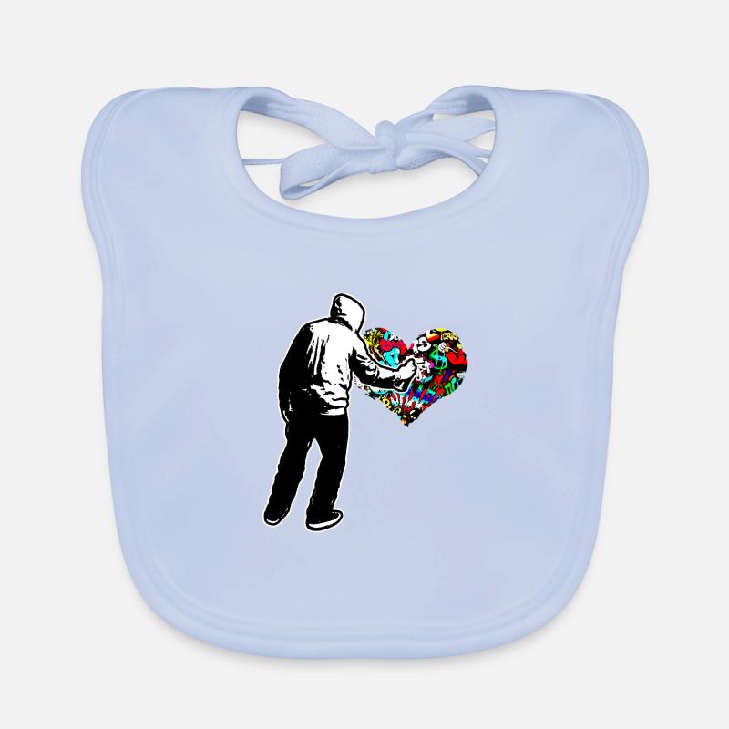 Graffiti Heart Doodle Draw Paint Write Wall Gift Organic Baby Bibs