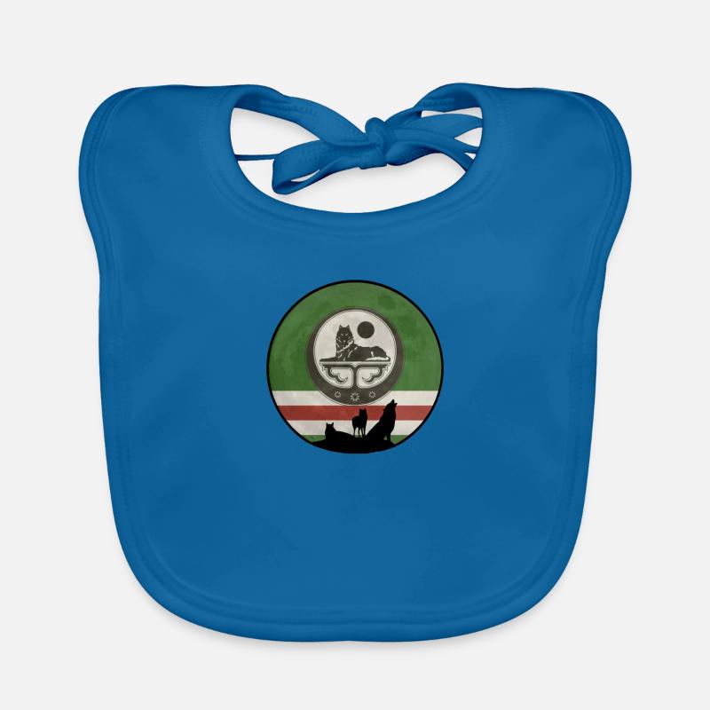 chechnya Moon chechen Wolf - Baby Bio-Lätzchen - Pfauenblau