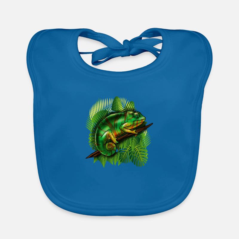Chamäleon-Dschungel-tierisches cooles Eidechsen-tropisches Geschenk - Baby Bio-Lätzchen - Pfauenblau