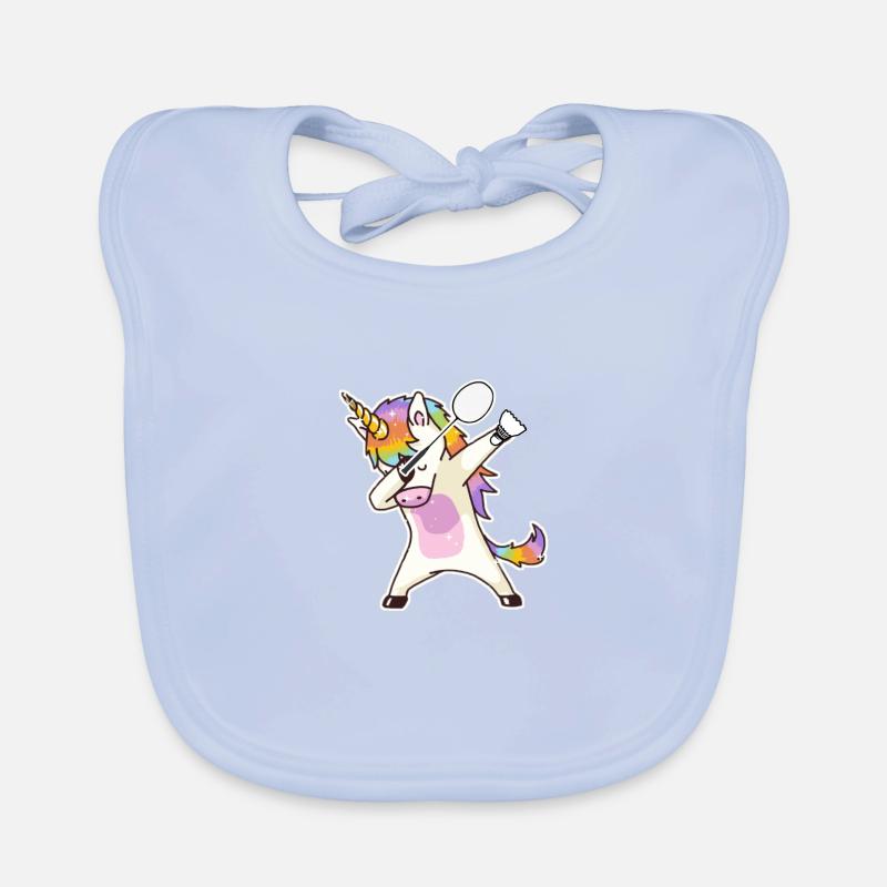 Badminton Unicorn Shuttlecock Racket Games Gift Organic Baby Bibs
