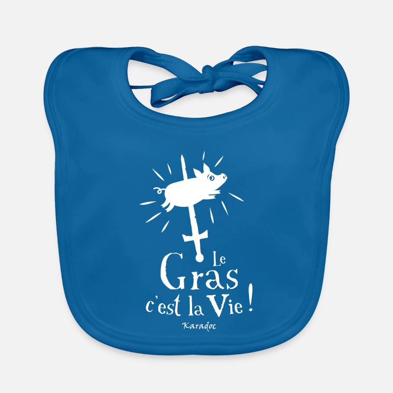Le Gras c'est la Vie ! karadoc - Bavoir bio Bébé - bleu paon
