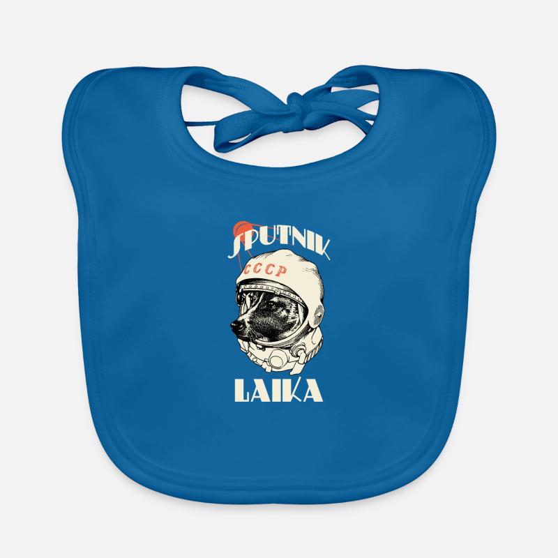 Sputnik Laika SSSR Gagarin Soviet - Baby Bio-Lätzchen - Pfauenblau