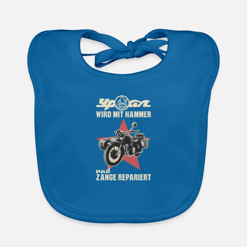 Est réparé avec marteau et pince Ural sidecar - Bavoir bio Bébé - bleu paon