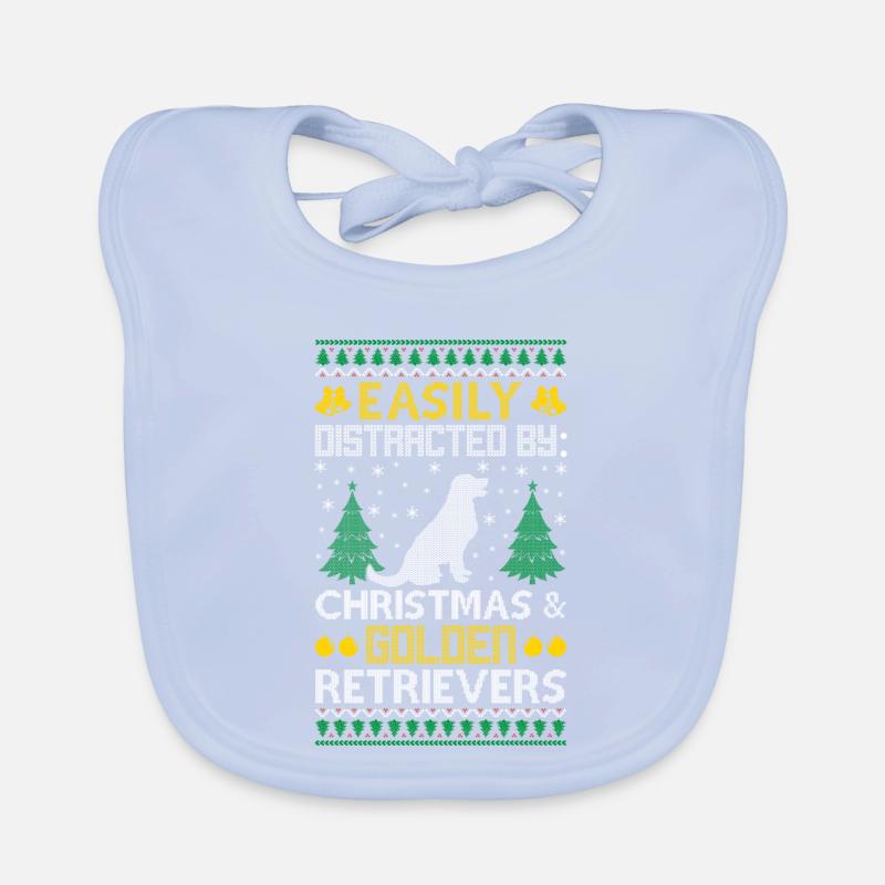 Easily Distracted Golden By Retriever Ugly Sweater Baby Bio-Lätzchen