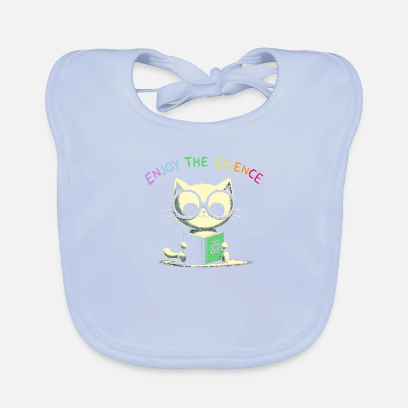 Profitez de la science. Chat d’école mignon. Bavoir bio Bébé