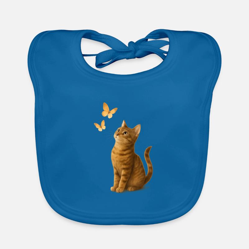 Neugierige Katze mit Schmetterlingen Baby Bio-Lätzchen