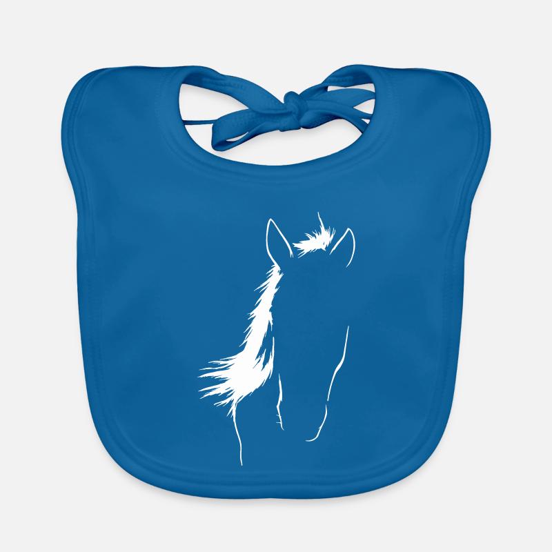 Art de la silhouette de cheval élégant - Bavoir bio Bébé - bleu paon