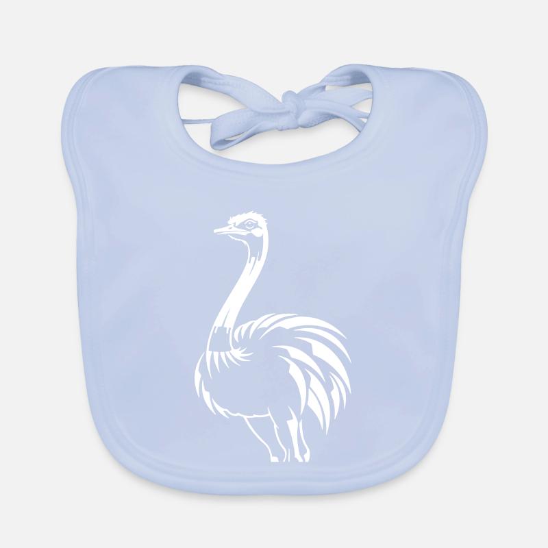Black White Emu Strauss Strauss Silhouette vector Organic Baby Bibs