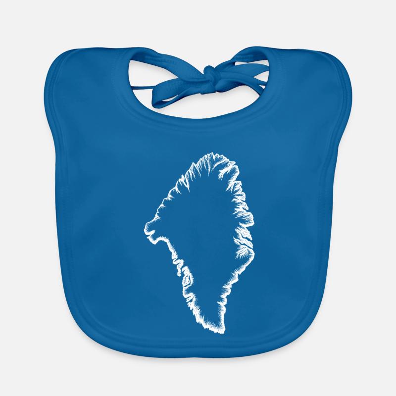Silhouette du Groenland blanche - Bavoir bio Bébé - bleu paon