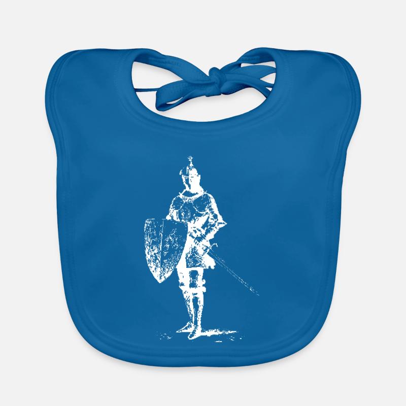 Knight Silhouette with Shield and Sword Organic Baby Bibs