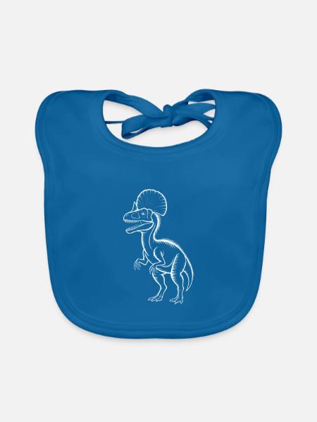 Frilliger Dino-Sketch - Baby Bio-Lätzchen - Pfauenblau