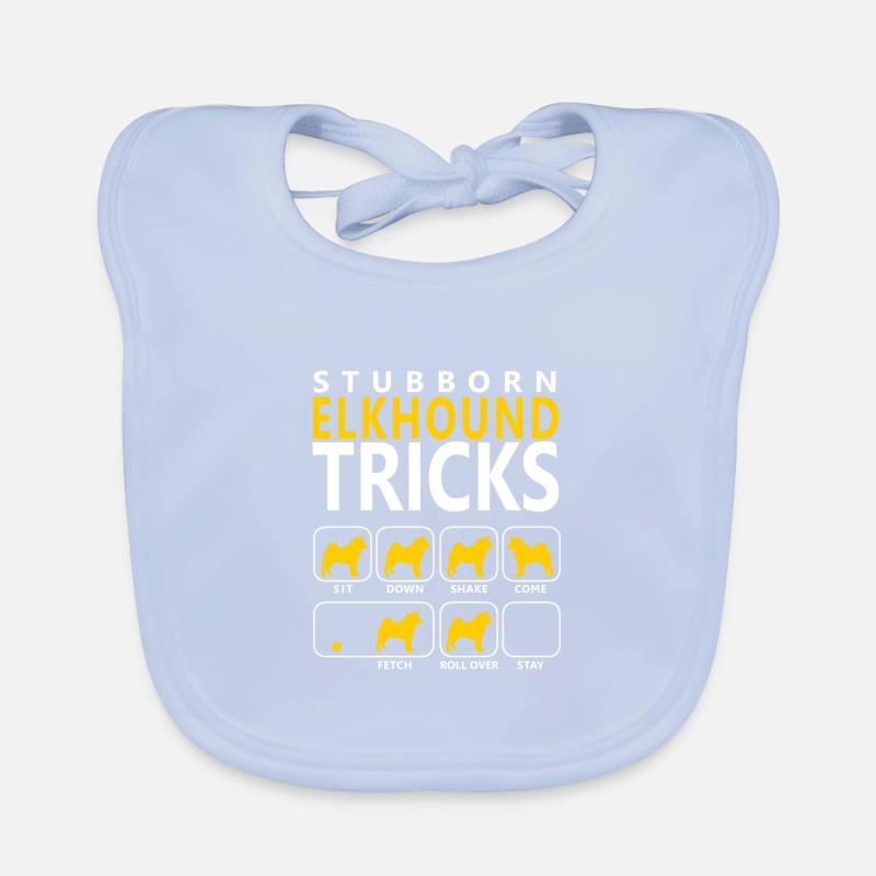 Stubborn Elkhound Tricks Organic Baby Bibs