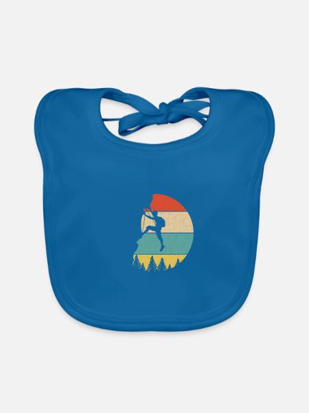 Retro Vintage Climbing- grimpeur grimpeur - Bavoir bio Bébé - bleu paon - Devant