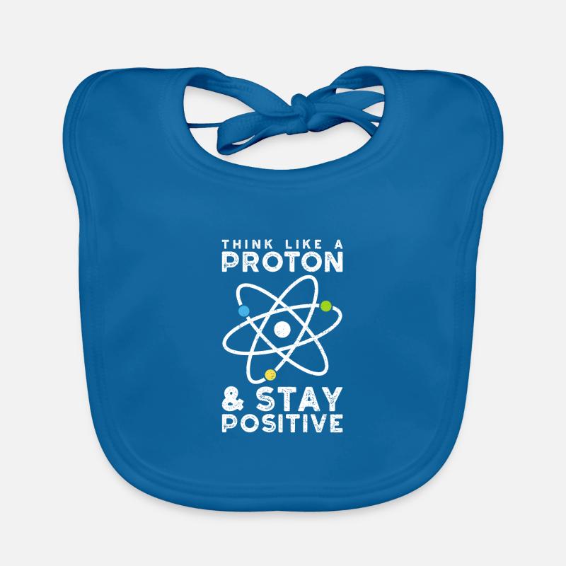 Think Like A Proton Stay Positif - Sciences - Bavoir bio Bébé - bleu paon
