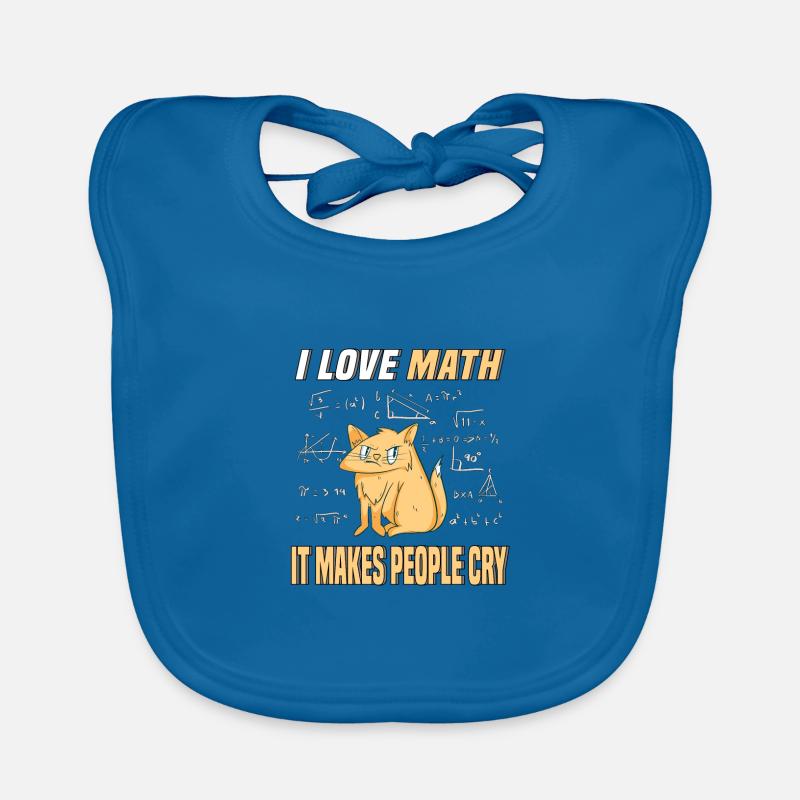 J'aime les maths chat chaton génie des mathématiques professeur de mathématiques - Bavoir bio Bébé - bleu paon