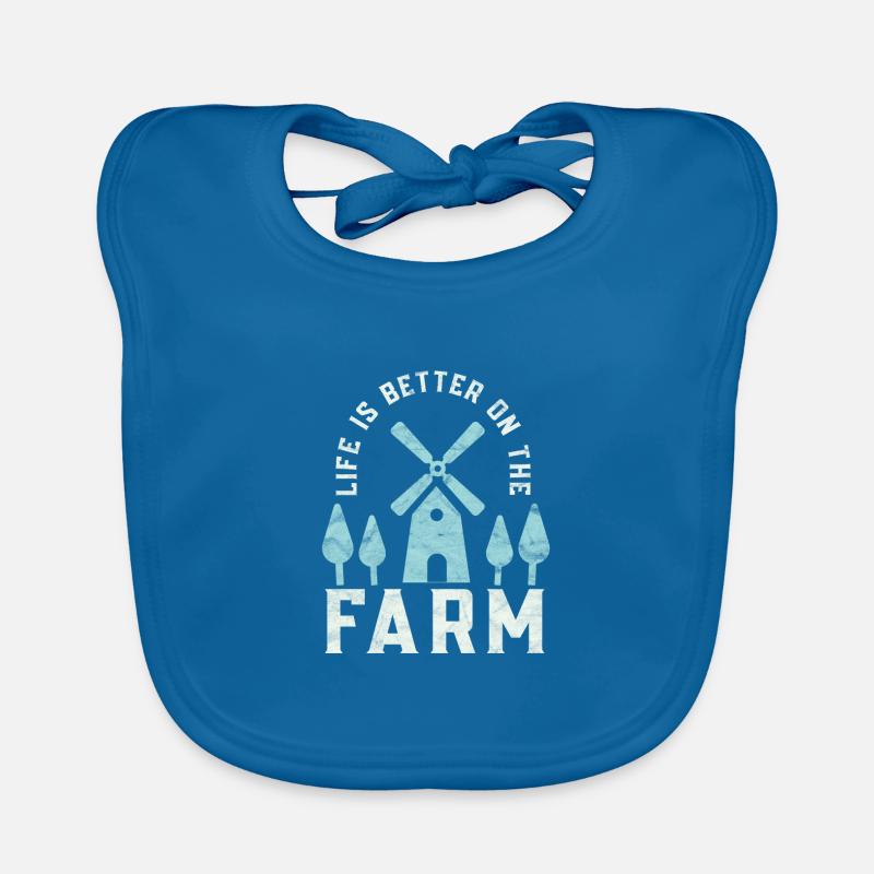 Farming Life is Better On The Farm Farmer Arable - Bavoir bio Bébé - bleu paon