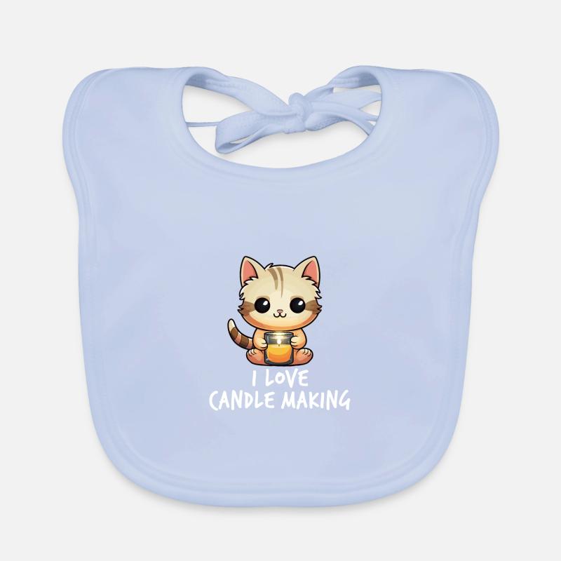 Chat mignon avec une bougie Bavoir bio Bébé