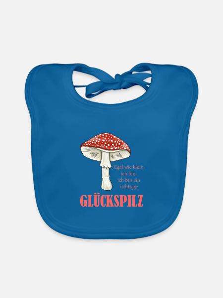 Fliegenpilz Pilz Glückspilz Illustration Motiv - Baby Bio-Lätzchen - Pfauenblau