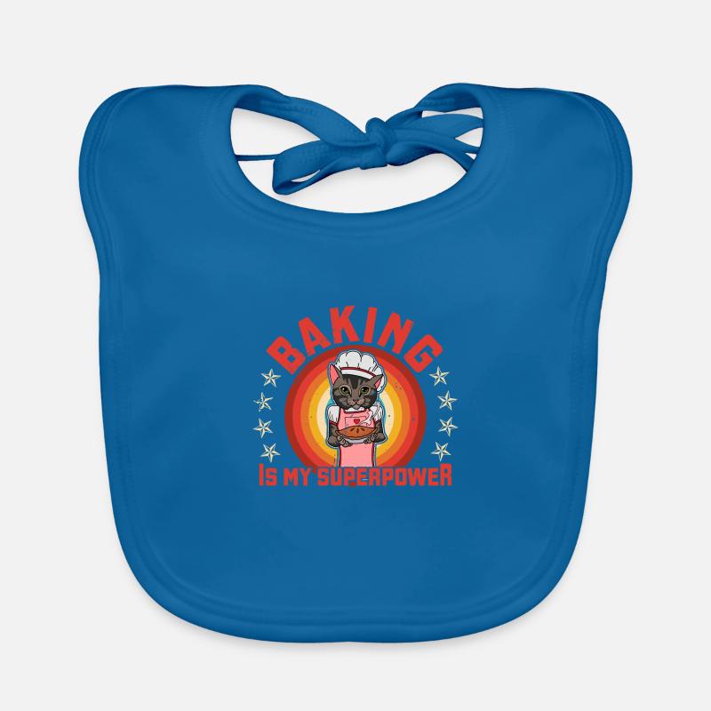 Baker Cat Cake Food Baking Hobby Saying Organic Baby Bibs