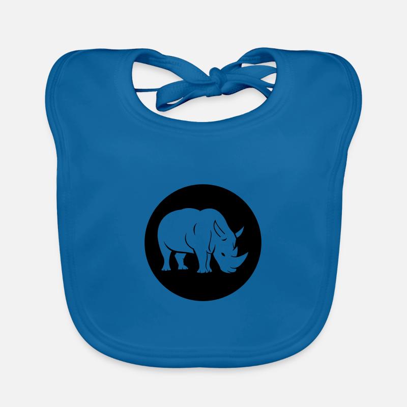 rhinocéros - Bavoir bio Bébé - bleu paon
