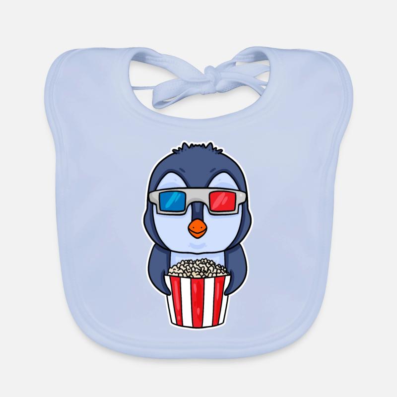 Popcorn Kino Pinguin Baby Bio-Lätzchen