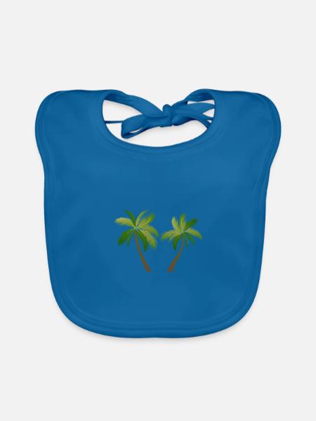 palm tree palm palms 2305 S - Organic Baby Bibs - peacock-blue - Front