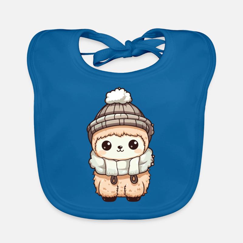 Alpaka Winter Tier Niedlich Comic Baby Bio-Lätzchen