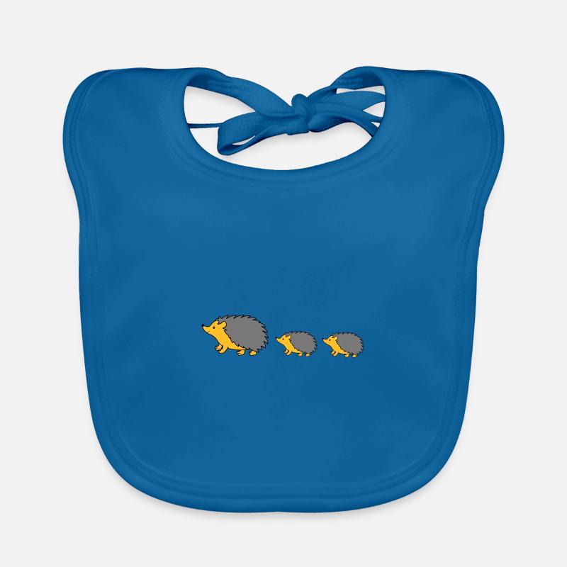 famille de hérisson - Bavoir bio Bébé - bleu paon