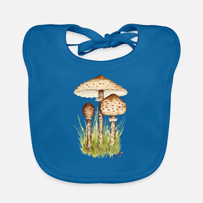 Parasolpilz oder Riesenschirmling - Baby Bio-Lätzchen - Pfauenblau