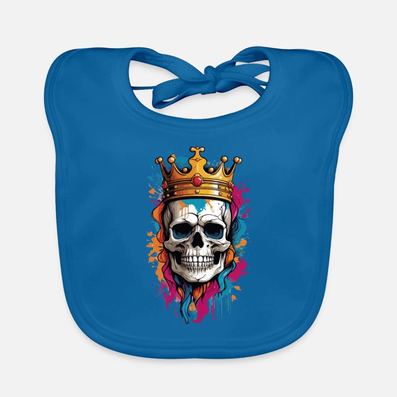 Totenkopf mit Krone Graffiti Baby Bio-Lätzchen
