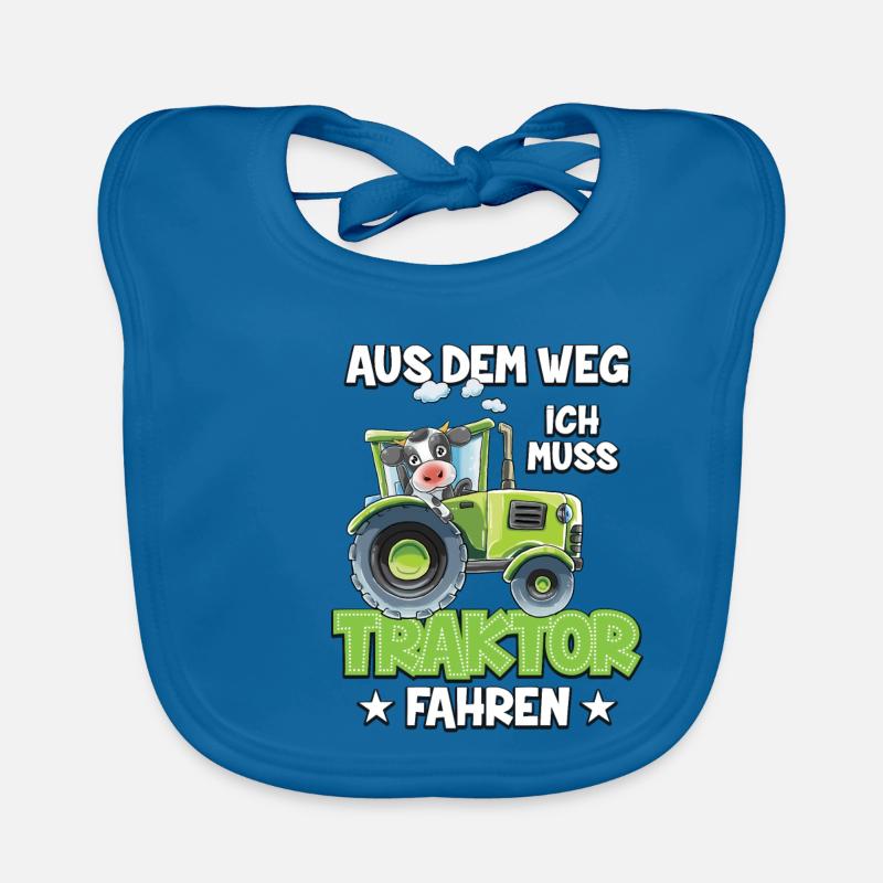 Schulkind 2020 Traktor Junge Mädchen Trecker Einsc - Baby Bio-Lätzchen - Pfauenblau