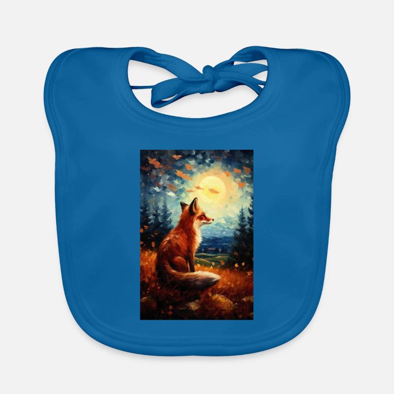 Renard - Bavoir bio Bébé - bleu paon