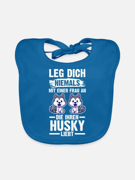 Hund Husky - Baby Bio-Lätzchen - Pfauenblau