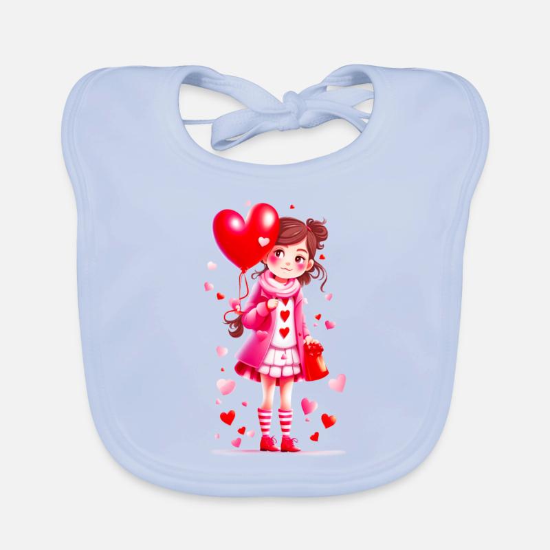 Kleines Mädchen mit Herzen 02 Baby Bio-Lätzchen