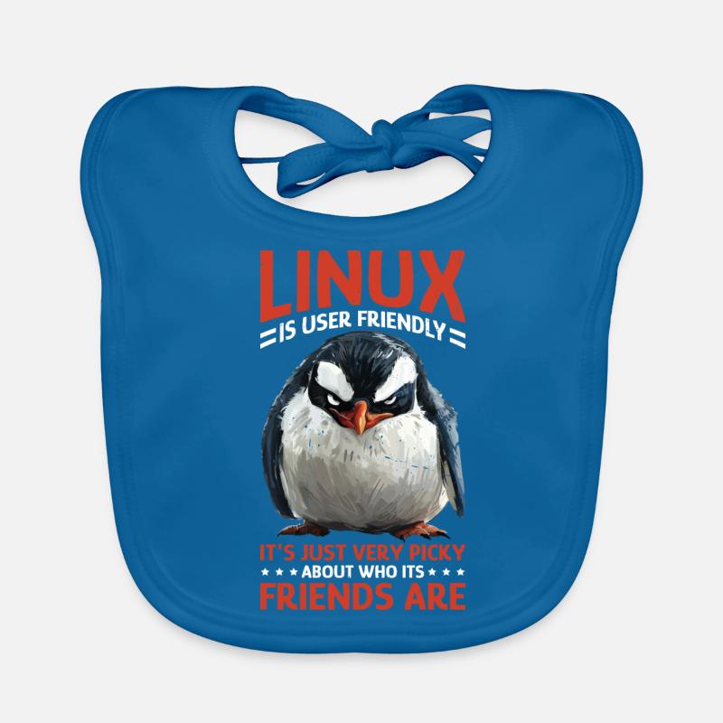 Linux Is User-Friendly Just Picky About Friends - Baby Bio-Lätzchen - Pfauenblau