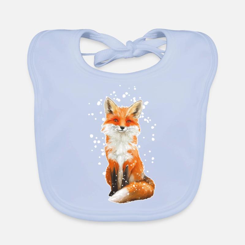 Fuchs mit Schneeflocken Baby Bio-Lätzchen