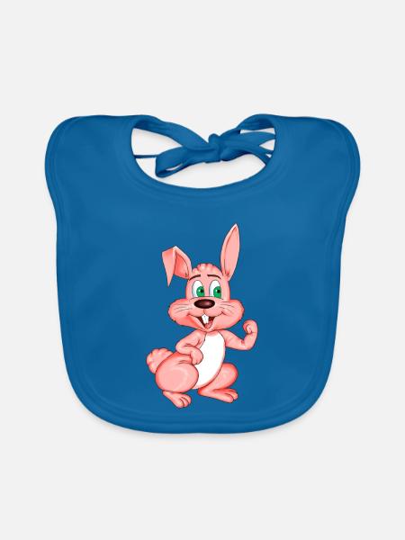 Frecher Rosa Hase - Baby Bio-Lätzchen - Pfauenblau