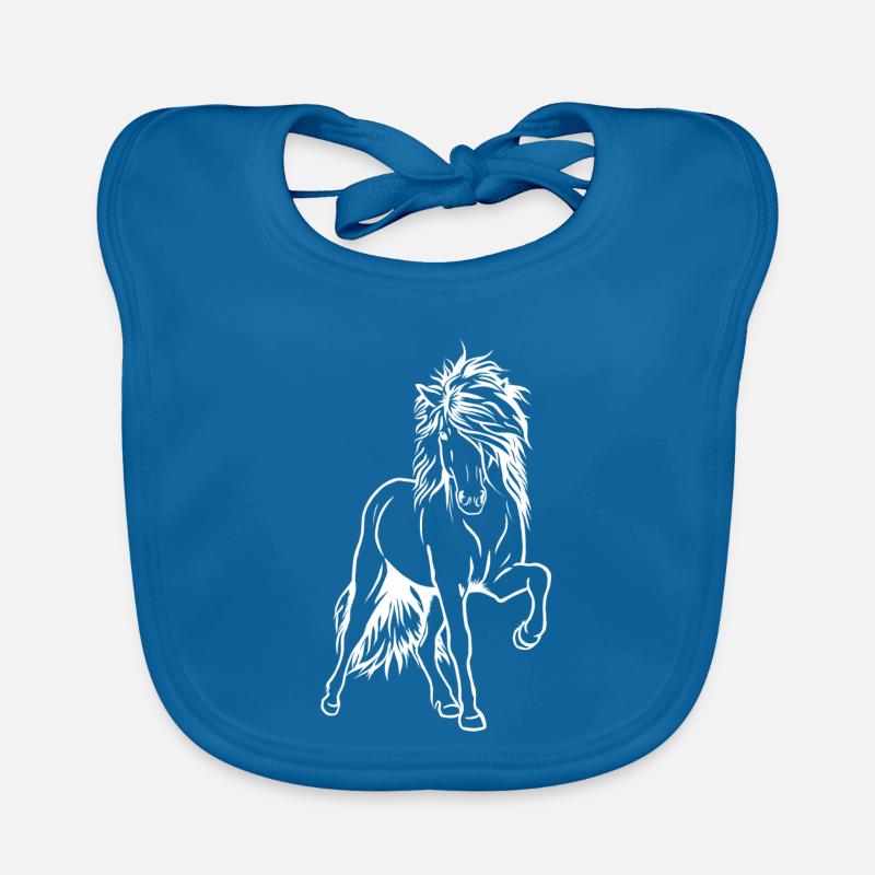 Iceland stallion white Organic Baby Bibs