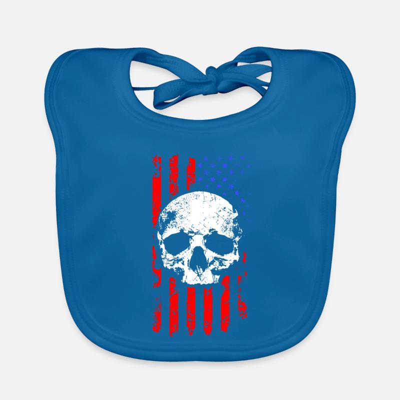 Crâne avec drapeau américain Bavoir bio Bébé