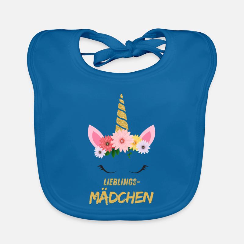 Fille préférée – Licorne mignonne avec des fleurs et de l’or Bavoir bio Bébé