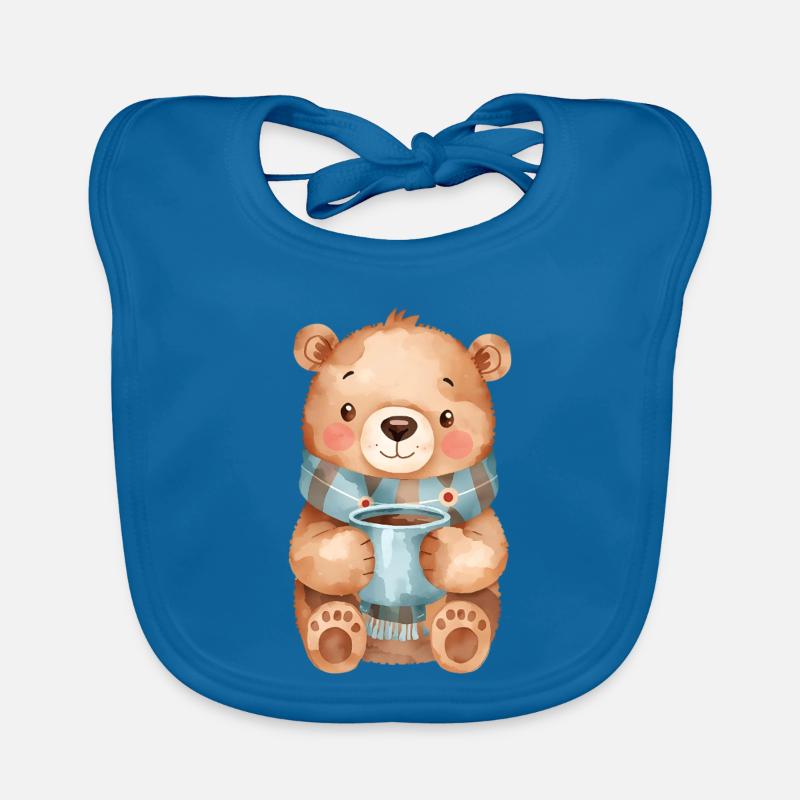 Écharpe d’ours en peluche et tasse de chocolat chaud Bavoir bio Bébé