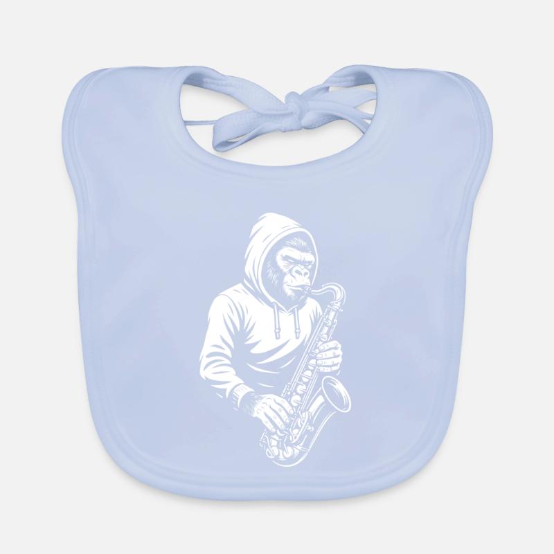 Affe im Kapuzenpullover Saxophon Design Baby Bio-Lätzchen