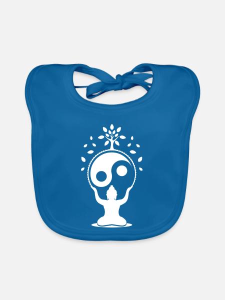 Qigong Qi Gong Tai Chi Chigong - Baby Bio-Lätzchen - Pfauenblau - Vorne