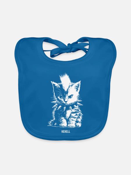 Rebell Kitten - Baby Bio-Lätzchen - Pfauenblau - Vorne