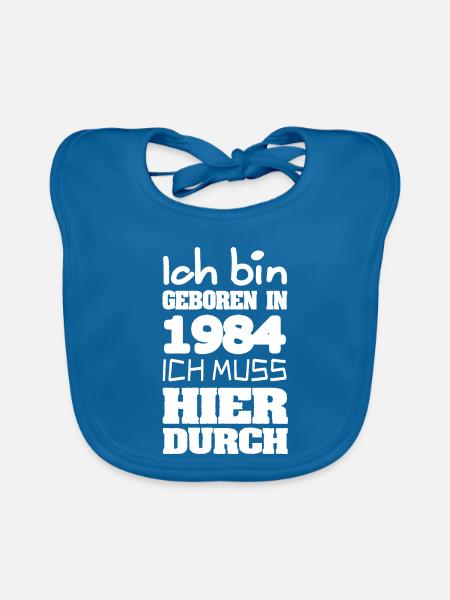 Geboren 1984 - Baby Bio-Lätzchen - Pfauenblau