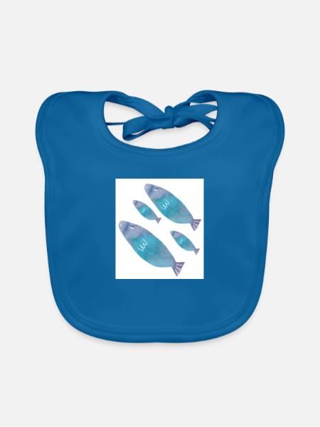 Fische - Baby Bio-Lätzchen - Pfauenblau