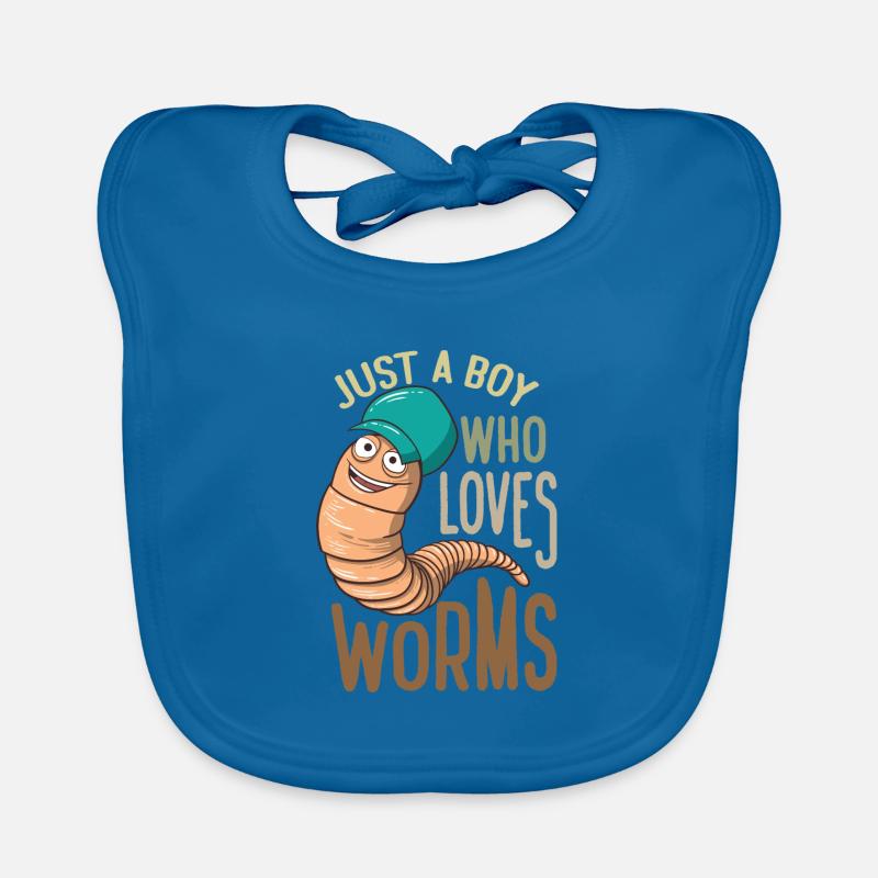 Juste un garçon qui aime Worms Drôle Worm Hunter Worm Bavoir bio Bébé