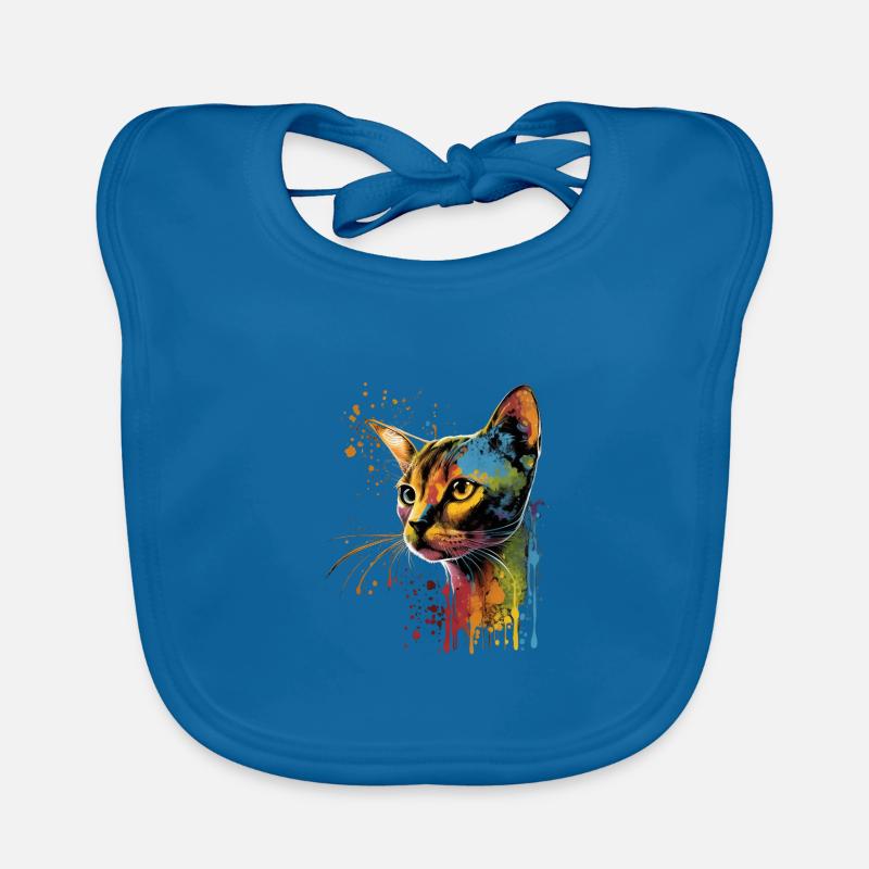 Chat d’Abyssinie Gaze Colorée Bavoir bio Bébé