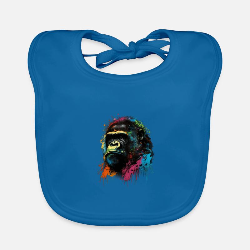 Gorille coloré Splash Art Expression Bavoir bio Bébé