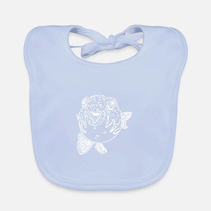 puffer fish white Organic Baby Bibs